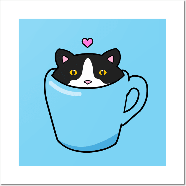 Cat Valentines day tuxedo cat Wall Art by Purrfect